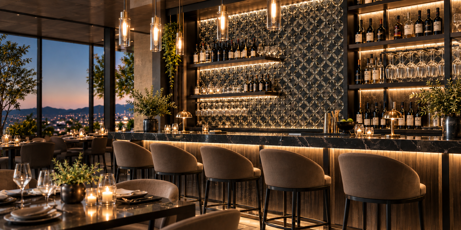 Glass and stone mosaic architectural installation